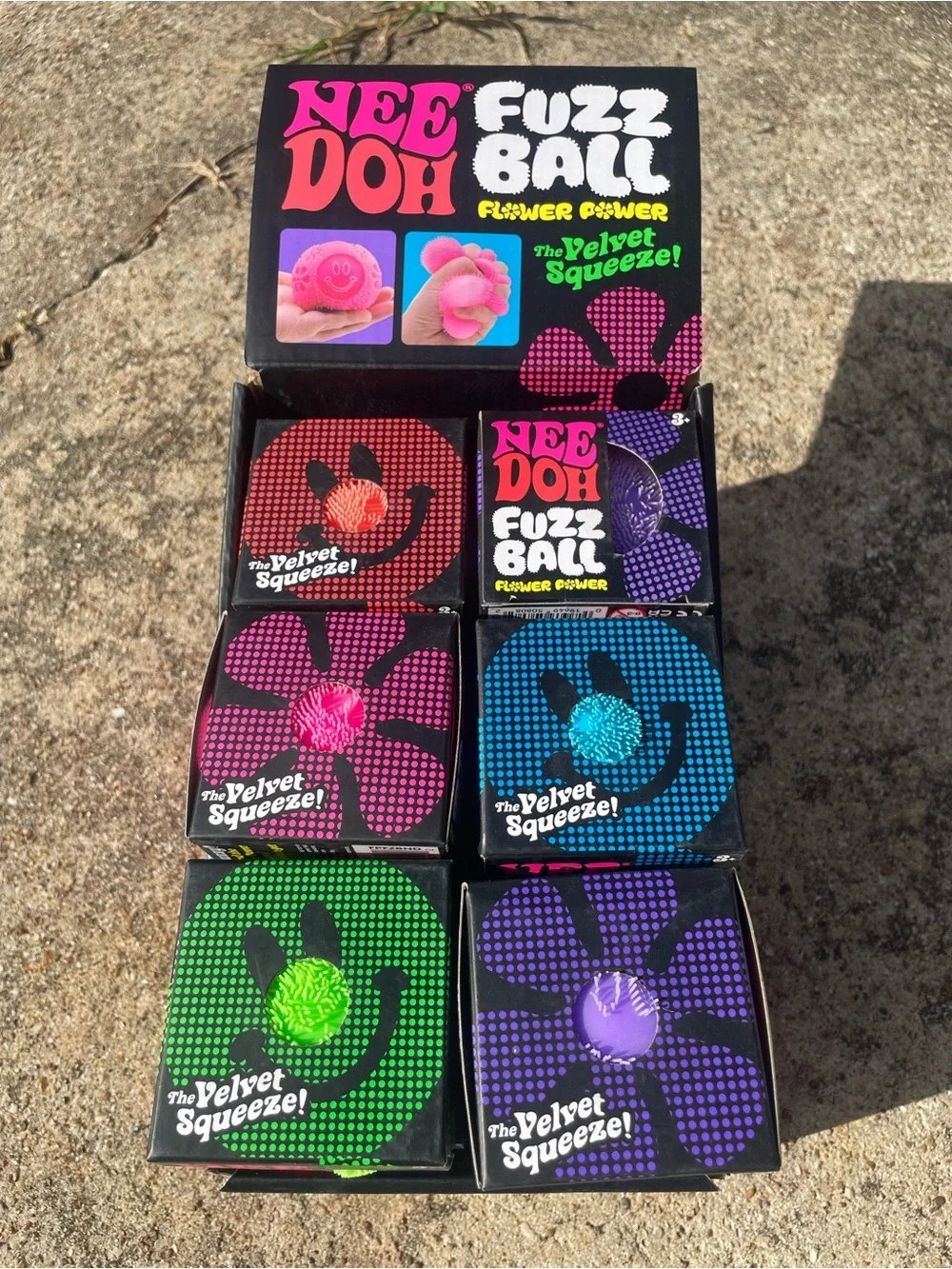 5 Pack - Schylling NeeDoh Fuzz Ball Flower Power [Full Color Set] 100% Authentic